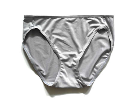 Gray sexy women's panties underwear isolated on white background.の写真素材