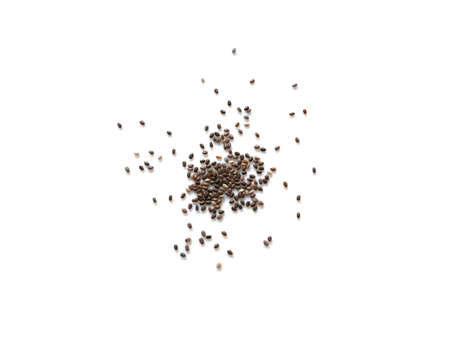 Chia seeds isolated on white background. Top view.の写真素材