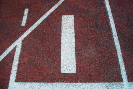 Athletic running track old in stadiumの写真素材