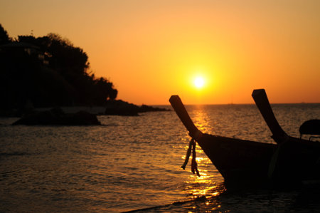 Orange sunsetの写真素材