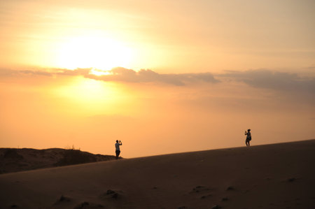 Camera man s  on the desertの写真素材