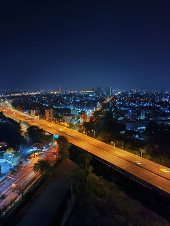 Panoramic view of the city at night, bangkok, thailand