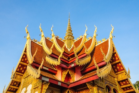 Roof gable in Thai style at Wat Phra Phutthabat Tak Phaの写真素材