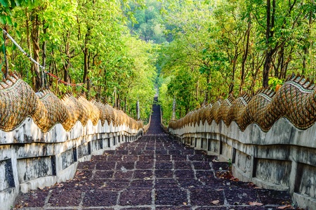 Stair to tropical mountain in northern of Thailand,Wat Phra Phutthabat Tak Pha