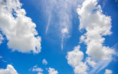 blue sky background with white cloudsの写真素材