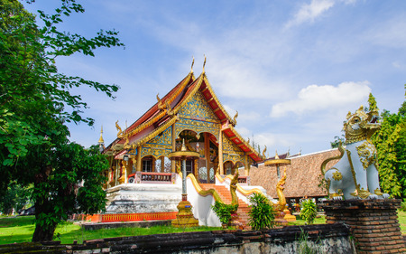 Beautiful Thai Temple Wat Phra Yuen at , temple in Lamphun, Thailand.Generality in Thailand, any kind of art decorated in Buddhist church, temple pavilion, temple hall, monk's house etc..の写真素材