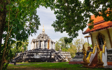 Beautiful Thai Temple Wat Phra Yuen at , temple in Lamphun, Thailand.Generality in Thailand, any kind of art decorated in Buddhist church, temple pavilion, temple hall, monk's house etc..の写真素材