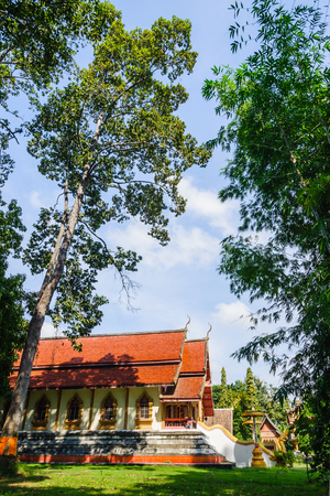 Beautiful Thai Temple Wat Phra Yuen at , temple in Lamphun, Thailand.Generality in Thailand, any kind of art decorated in Buddhist church, temple pavilion, temple hall, monk's house etc..の写真素材