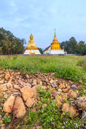 Statue buddha sit outdoor , Lamphun, Thailand の写真素材