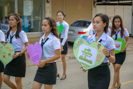 Lamphun,Thailand- June 25  Unidentified models in the celebrations,  Longan Thailand restore love - happiness and harmony to the people 2014  Lamphun,Thailand-June 25 2014   after the military coup のeditorial素材