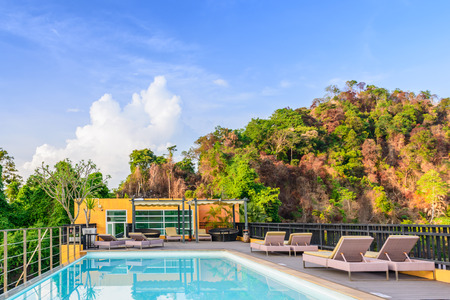 Swimming pool of luxury hotel,Thailand.のeditorial素材