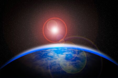 Space sunrise, good morning world!の写真素材