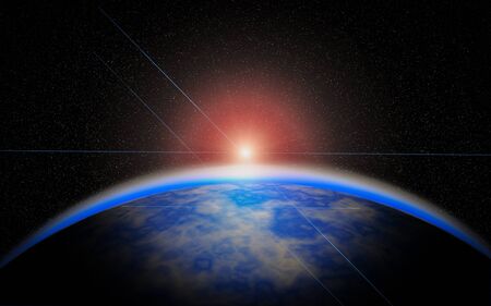 Space sunrise, good morning world!の写真素材