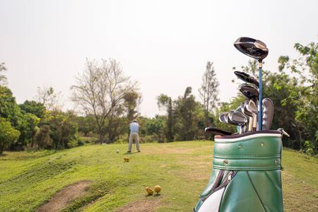 golf equipment  and golf bag.の写真素材