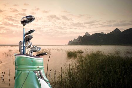 golf equipment  and golf bag.の写真素材