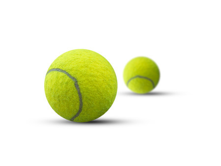 Two tennis ball isolated on white background.の写真素材