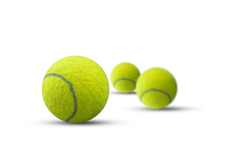 Single tennis ball isolated on white background.の写真素材