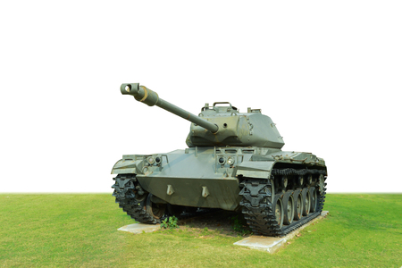 Vintage american  tank isolated on white background.の写真素材