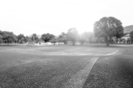 Golf course in the countryside sunset as background black and white.の写真素材