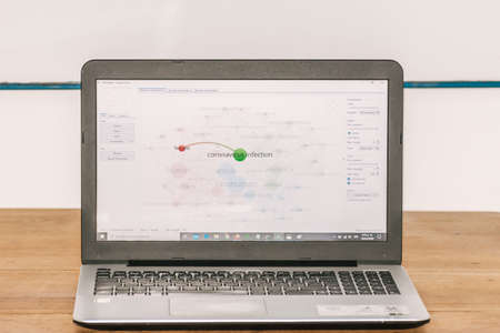 computer showing a graphic about coronavirusのeditorial素材