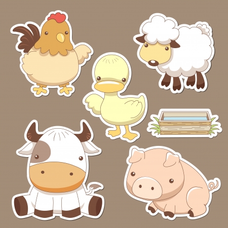 Animals farm setのイラスト素材