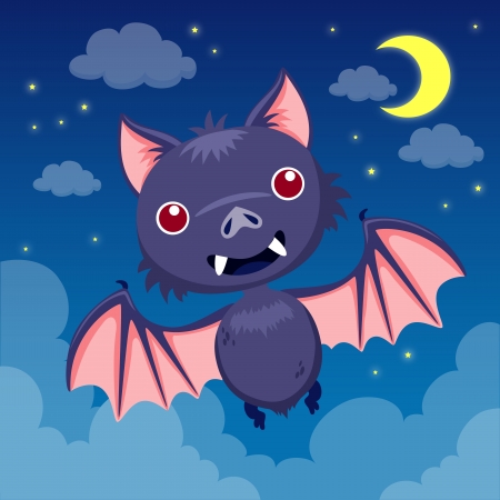 Bat on night skyのイラスト素材