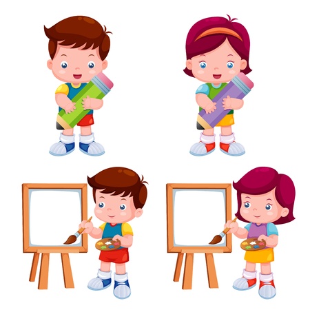 illustration of Kids with education objectのイラスト素材