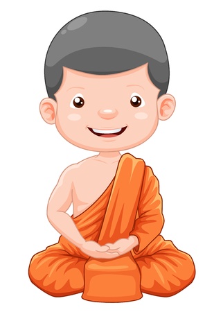 illustration of Cute young monk cartoonのイラスト素材