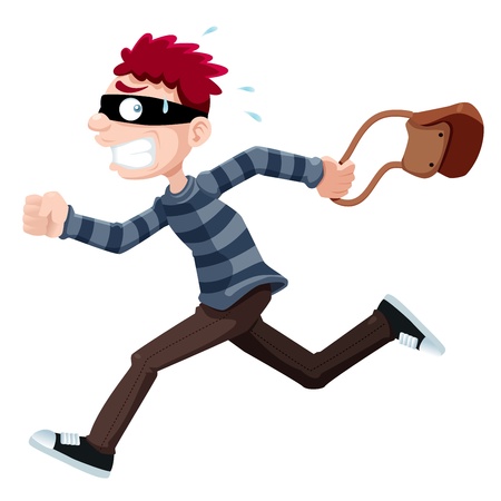 illustration of Thief running with bagのイラスト素材