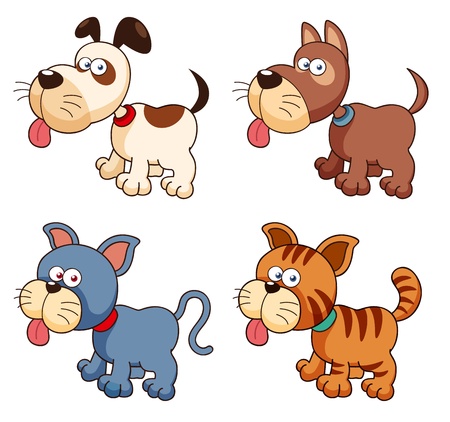 illustration of cartoon dogs and catsのイラスト素材
