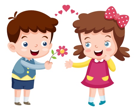 illustration of boy and girlのイラスト素材
