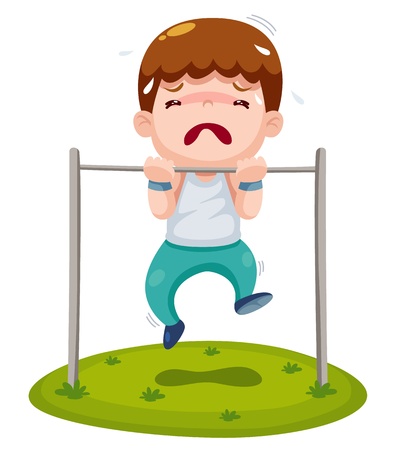 illustration of boy hanging single barのイラスト素材