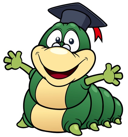 illustration of Cartoon worm professorのイラスト素材