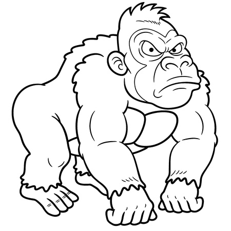 illustration of Gorilla Cartoon - Coloring bookのイラスト素材