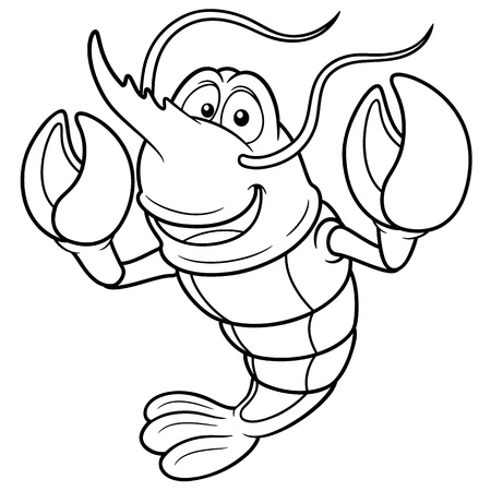 Vector illustration of Cartoon shrimp - Coloring bookのイラスト素材