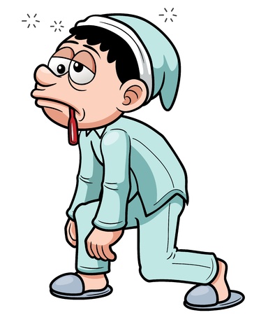 illustration of cartoon man wake upのイラスト素材