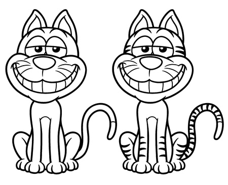 illustration of Cat cartoon - Coloring bookのイラスト素材