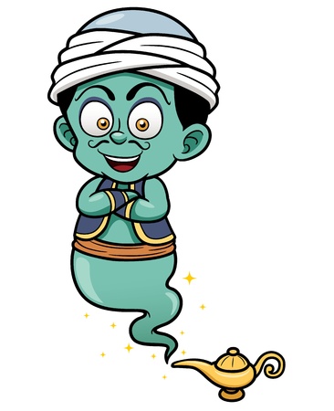 Vector illustration of genie just came out of the lampのイラスト素材