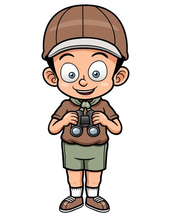 Vector illustration of Boy scout holding binocularsのイラスト素材
