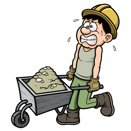 Vector illustration of Cartoon worker with wheelbarrowのイラスト素材