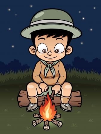 illustration of Boy campingのイラスト素材