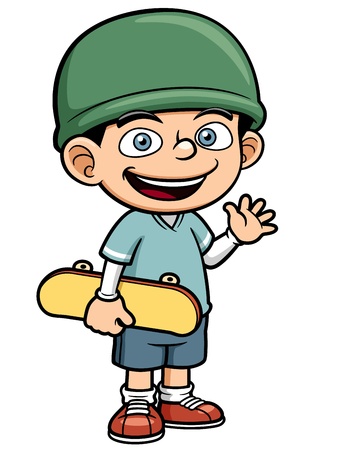 illustration of Boy holding Skateboardのイラスト素材