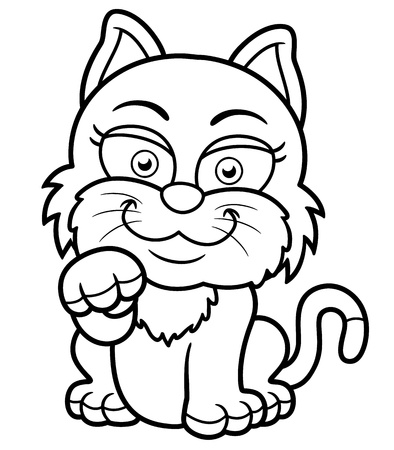Vector illustration of Cat cartoon - Coloring bookのイラスト素材