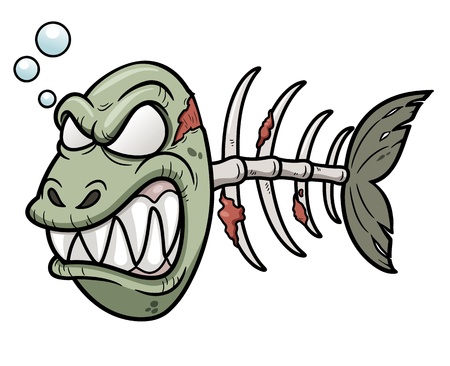Vector illustration of Cartoon zombie fishのイラスト素材