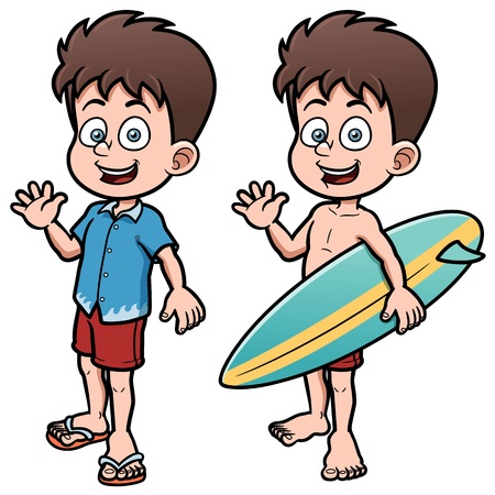 illustration of Boy Surfer with Surfboardのイラスト素材