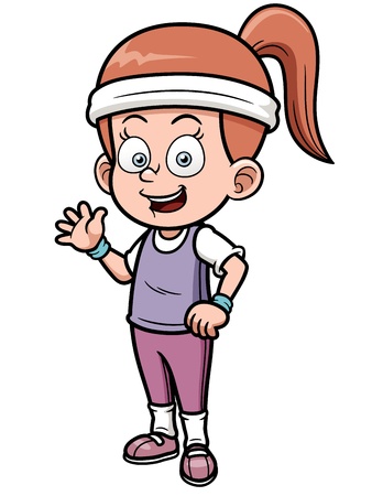 illustration of fitness girl cartoonのイラスト素材