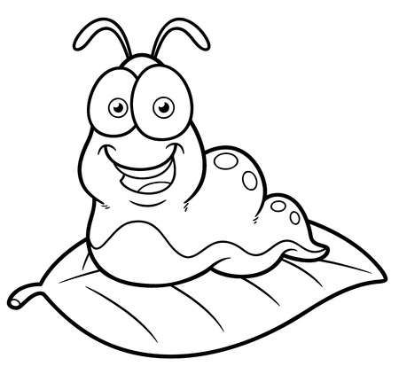 illustration of Cartoon worm - Coloring bookのイラスト素材