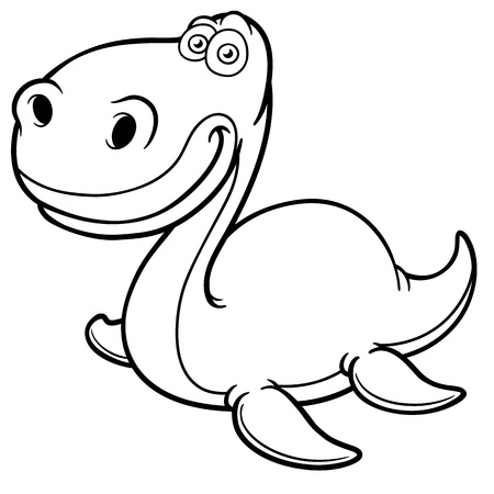 Vector illustration of Cartoon dinosaur - Coloring bookのイラスト素材