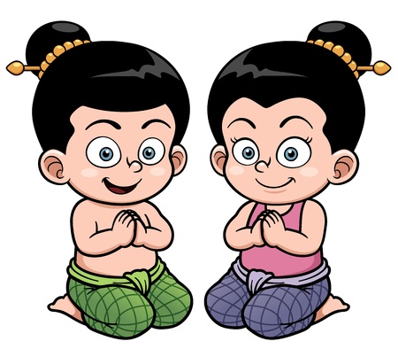 illustration of Thai kids, Sawasdeeのイラスト素材