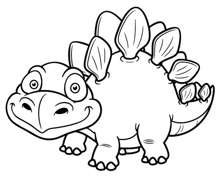 Vector illustration of Cartoon dinosaur - Coloring bookのイラスト素材